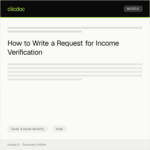 Document preview: Request for verification of income details for social welfare benefits — Taxes & social benefits, India
