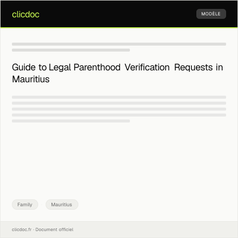 Document preview: Request for Verification of Legal Parenthood — Family, Mauritius