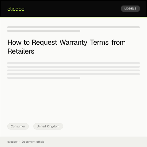 Document preview: Request for Details of Warranty Terms — Consumer, United Kingdom