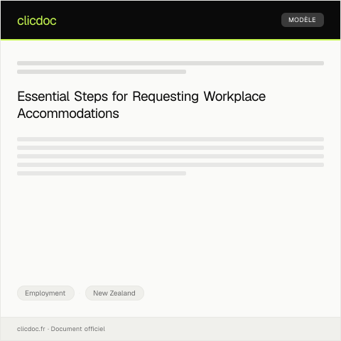 Document preview: Request for Workplace Accommodation / Tono mō te whakatikatika wāhi mahi — Employment, New Zealand