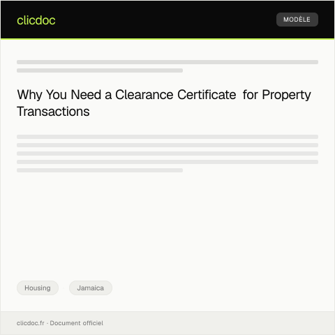 Document preview: Requesting a Clearance Certificate for Property Transactions — Housing, Jamaica
