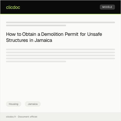 Document preview: Requesting a Demolition Permit for Unsafe Buildings — Housing, Jamaica