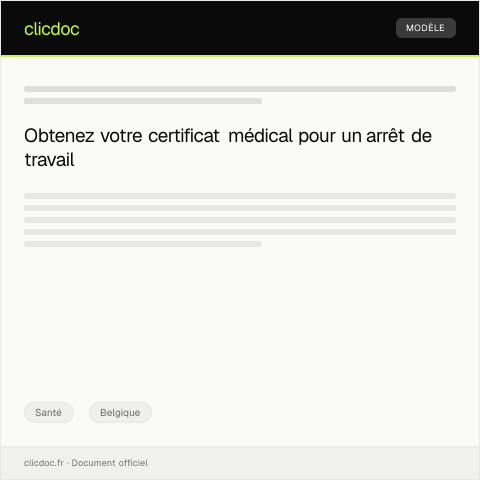 Aperçu du document Requête de certificat médical pour un arrêt de travail — Santé, Belgique