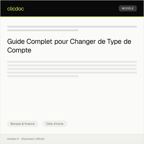 Aperçu du document Requête pour changement de type de compte — Banque & finance, Côte d'Ivoire
