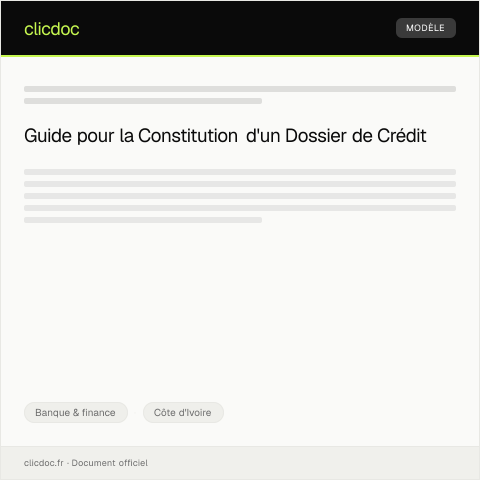 Aperçu du document Requête pour constitution d’un dossier de crédit — Banque & finance, Côte d'Ivoire