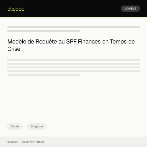 Aperçu du document Requête pour une consultation en période de pandémie — Santé, Belgique