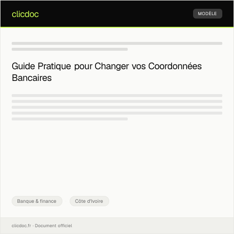 Aperçu du document Requête pour modification des coordonnées bancaires — Banque & finance, Côte d'Ivoire
