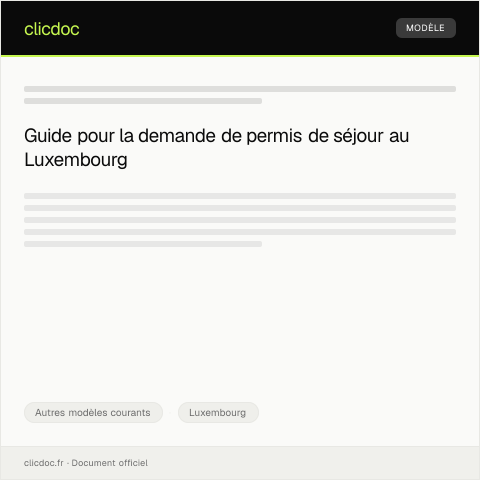 Aperçu du document Requête pour l’obtention d’un permis de séjour — Autres modèles courants, Luxembourg