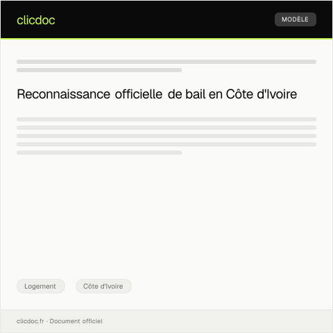 Aperçu du document Requête pour la reconnaissance de bail en bonne et due forme — Logement, Côte d'Ivoire