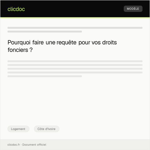 Aperçu du document Requête pour la reconnaissance de droits fonciers — Logement, Côte d'Ivoire