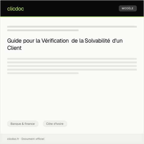 Aperçu du document Requête pour la vérification de la solvabilité d’un client — Banque & finance, Côte d'Ivoire