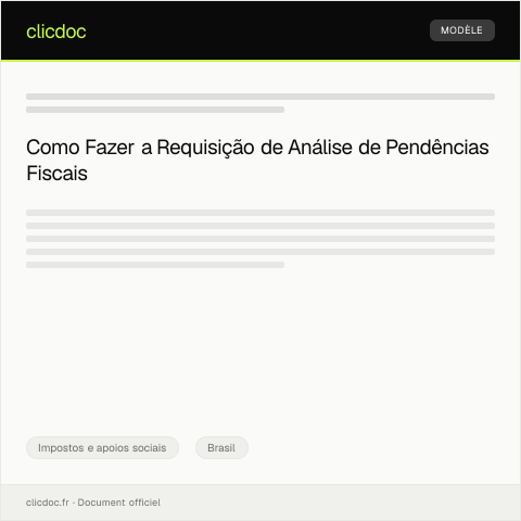 Pré-visualização do documento Requisição de análise de pendências fiscais para regularização de débito — Impostos e apoios sociais, Brasil