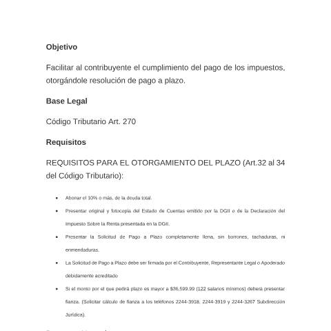 Vista previa del documento Requisitos para solicitud de Pago a plazos para web (003) — Formulario de Tesorería, El Salvador (CERFA n°700-DGT-FR-2017-RSPAP)