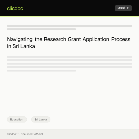Document preview: Application for Research Grant — Education, Sri Lanka