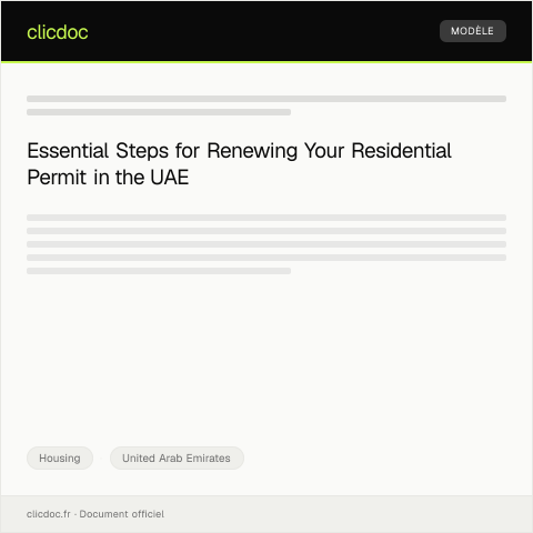 Document preview: Apply for Residential Permit Renewal / تجديد تصريح السكن — Housing, United Arab Emirates
