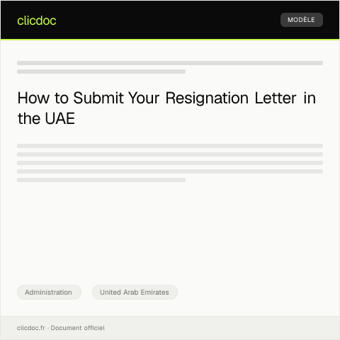 Document preview: Resignation Letter Submission via Ministry of Human Resources and Emiratization — Administration, United Arab Emirates