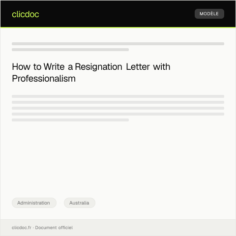 Document preview: Resignation Letter to Employer — Administration, Australia