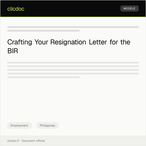 Document preview: Letter of Resignation — Employment, Philippines