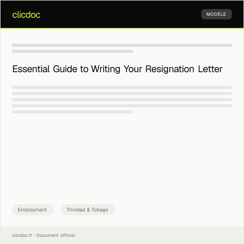 Document preview: Letter of Resignation — Employment, Trinidad & Tobago
