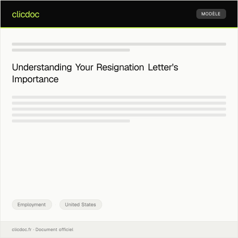 Document preview: Letter of Resignation — Employment, United States
