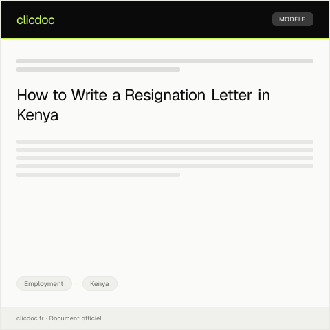 Document preview: Letter of Resignation — Employment, Kenya