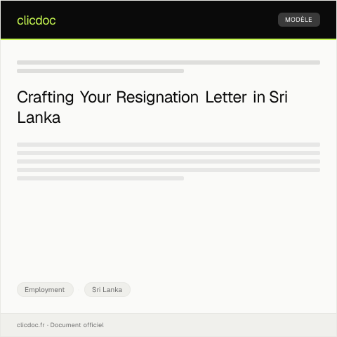 Document preview: Letter of Resignation — Employment, Sri Lanka