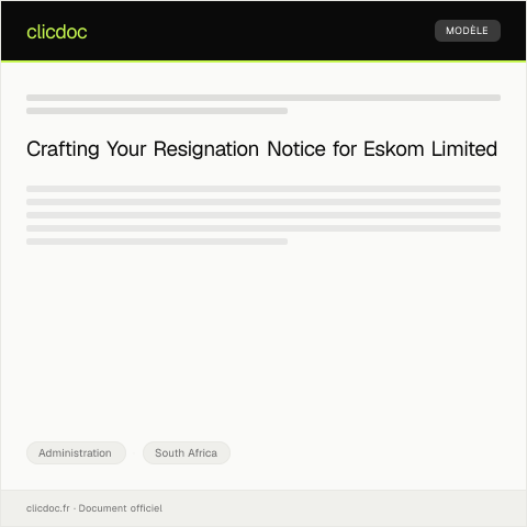 Document preview: Resignation Notice for Job at Eskom Limited — Administration, South Africa