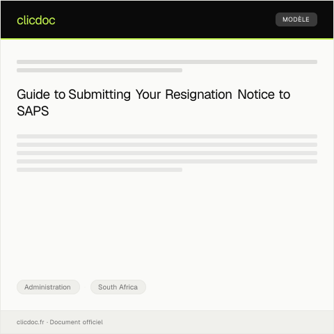 Document preview: Resignation Notice Submission to South African Police Service — Administration, South Africa