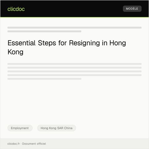 Document preview: Notification of Resignation to Employer in Hong Kong — Employment, Hong Kong SAR China