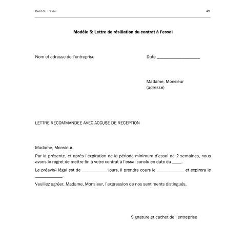 Aperçu du document Résiliation du contrat à l’essai - modèle de lettre — Licenciement resiliation, Luxembourg (CERFA n°modele-n-5-lettre-de-resiliation-du-contrat-a-l-essai)
