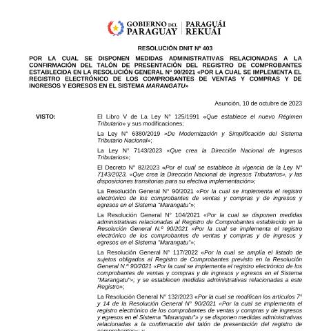Vista previa del documento Resolución DNIT N° 403 23 — Iva, Paraguay