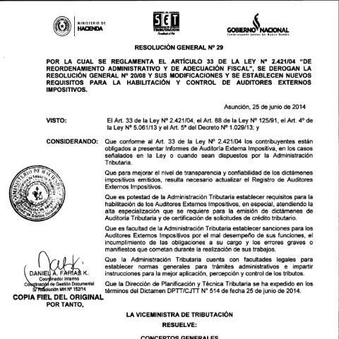 Vista previa del documento Resolución General N° 29 14 — Créditos Fiscales1, Paraguay