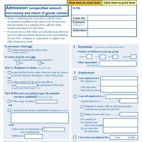 Document preview: Respond to a money claim (unspecified amount): Form N9C — HM Courts & Tribunals Service, United Kingdom
