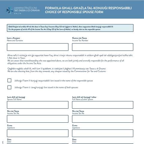 Document preview: Downloads — responsible-spouse-form-mlt-eng.pdf — income_tax, Malta (CERFA n°responsible-spouse-form-mlt-eng)