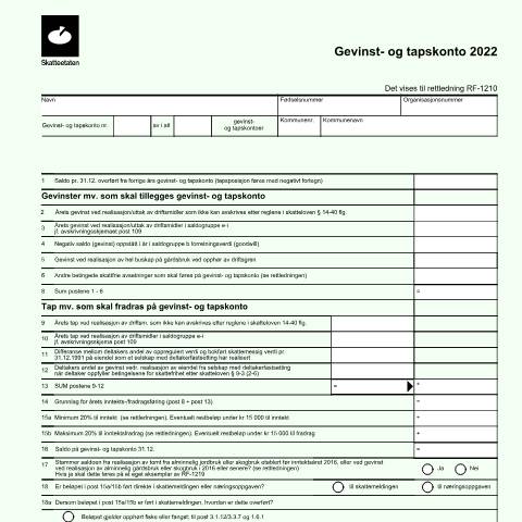 Document preview: Profit and loss account (DISCONTINUED) — Skatteetaten / Forms, Norge (CERFA n°RF-1219)