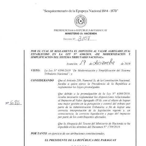 Vista previa del documento Decreto N° 3107-19 — Agentes De Retención, Paraguay