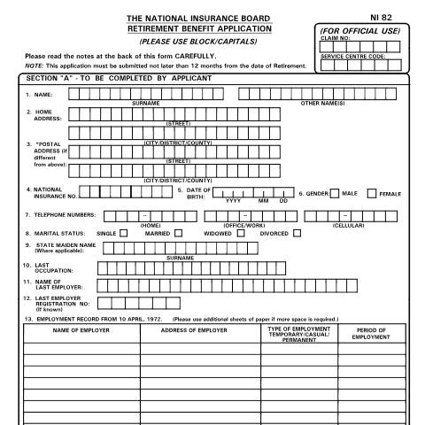 Document preview: NI82 — Form, Trinidad & Tobago (CERFA n°NI82)