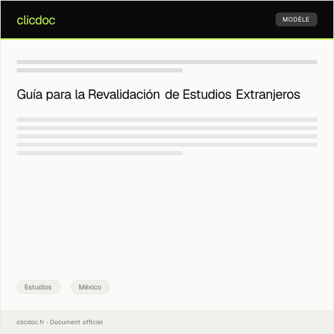 Vista previa del documento Trámite para la revalidación de estudios extranjeros — Estudios, México