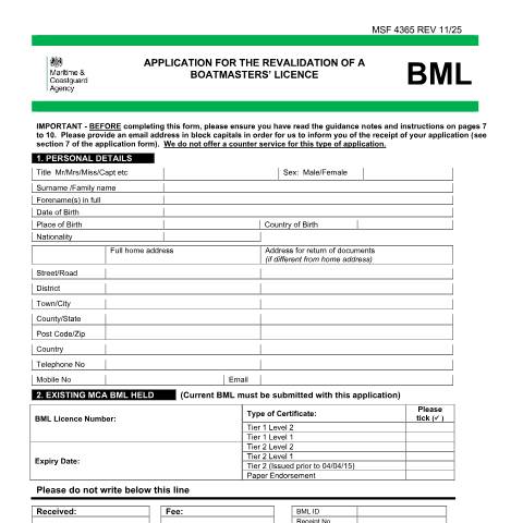 Document preview: How to apply for a revalidation of a boatmasters' licence — Maritime and Coastguard Agency, United Kingdom