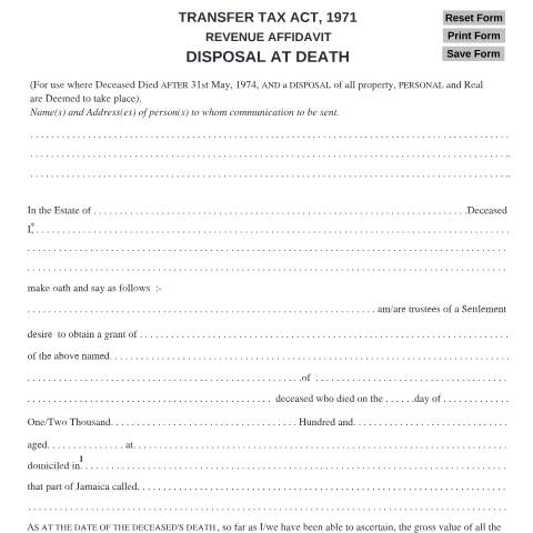 Document preview: Revenue Affidavit — Document, Jamaica (CERFA n°Rev+Affidavit+03062017)