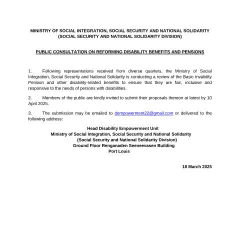 Document preview: COMMUNIQUE FOR REVIEW OF PENSIONS – amended — Notice / Circular, Mauritius (CERFA n°COMMUNIQUE-FOR-REVIEW-OF-PENSIONS-amended)
