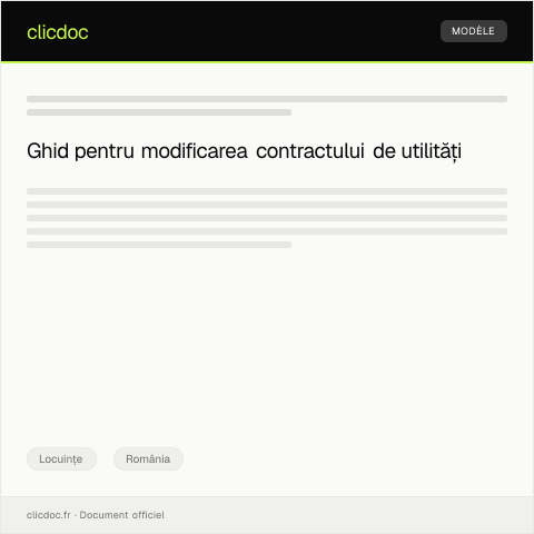 Document preview: Rezervare și notificare de modificare a contractului de utilități pentru apartament — Locuințe, România