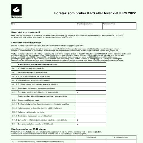 Document preview: Enterprises that use IFRS or simplified IFRS (DISCONTINUED) — Skatteetaten / Forms, Norge (CERFA n°RF-1269)