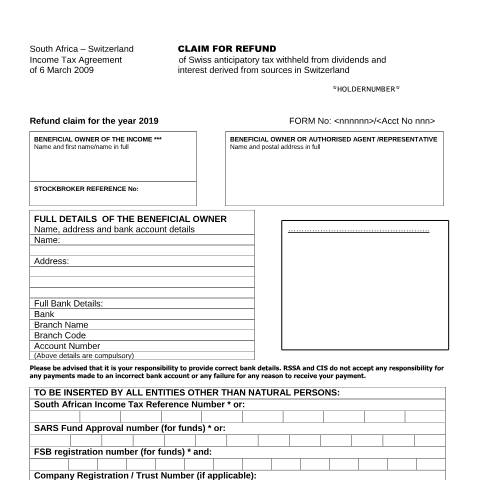 Document preview: GEN-ACM-12-F04 – Richemont Claim Form for year 2019 onward – External Form — PDF Forms, South Africa (CERFA n°GEN-ACM-12-F04)