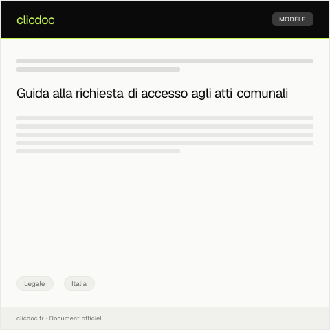 Anteprima documento Richiesta di accesso agli atti relativi a procedimento amministrativo presso il Comune — Legale, Italia