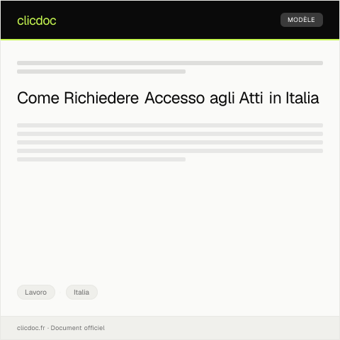 Anteprima documento Richiesta di accesso agli atti riguardanti l’occupazione e il trattamento economico — Lavoro, Italia