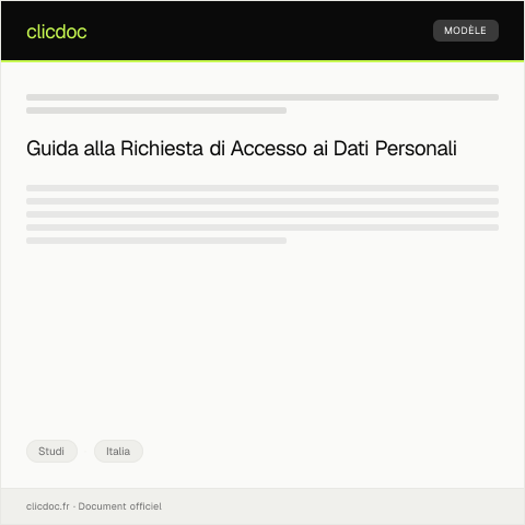 Anteprima documento Richiesta di Accesso ai Dati Personali per Finalità di Ricerca — Studi, Italia