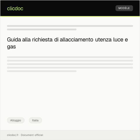 Anteprima documento Richiesta di allacciamento utenza luce e gas — Alloggio, Italia