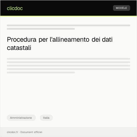 Anteprima documento Richiesta di allineamento dati catastali presso l’Agenzia del Territorio — Amministrazione, Italia