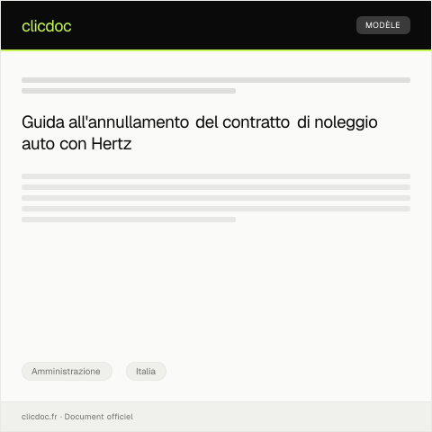 Anteprima documento Richiesta di annullamento del contratto di noleggio auto con Hertz — Amministrazione, Italia